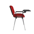 Taurus meeting room chair with chrome frame and writing tablet - red