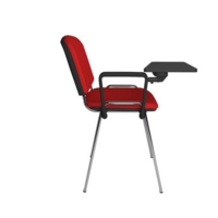 Taurus meeting room chair with chrome frame and writing tablet - red