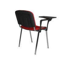 Taurus meeting room chair with chrome frame and writing tablet - red