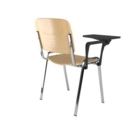 Taurus wooden meeting room chair with writing tablet - beech with chrome frame