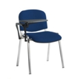 Taurus meeting room stackable chair with chrome frame and writing tablet - Curacao Blue