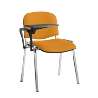 Taurus meeting room stackable chair with chrome frame and writing tablet - Solano Yellow