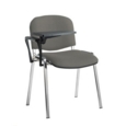 Taurus meeting room stackable chair with chrome frame and writing tablet - Slip Grey