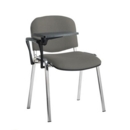 Taurus meeting room stackable chair with chrome frame and writing tablet - Slip Grey
