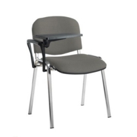 Taurus meeting room stackable chair with chrome frame and writing tablet - Slip Grey