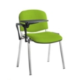 Taurus meeting room stackable chair with chrome frame and writing tablet - Madura Green