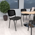 Taurus mesh back meeting room stackable chair with fixed arms - black