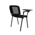 Taurus mesh back meeting room chair with writing tablet - black