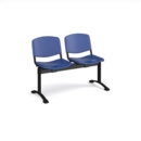 Taurus plastic seating - bench 2 wide with 2 seats - blue