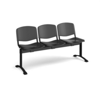 Taurus plastic seating - bench 3 wide with 3 seats - black
