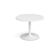 Trumpet base circular boardroom table 1000mm - white base and white top