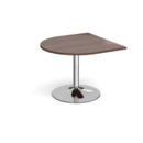 Trumpet base radial extension table 1000mm x 1000mm - chrome base and walnut top