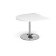 Trumpet base radial extension table 1000mm x 1000mm - chrome base and white top