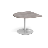 Trumpet base radial extension table 1000mm x 1000mm - silver base and grey oak top