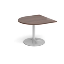 Trumpet base radial extension table 1000mm x 1000mm - silver base and walnut top
