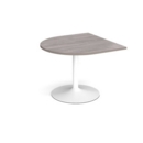 Trumpet base radial extension table 1000mm x 1000mm - white base and grey oak top