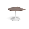 Trumpet base radial extension table 1000mm x 1000mm - white base and walnut top