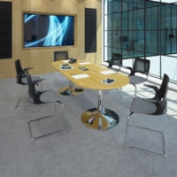 Trumpet base square extension table 1000mm x 1000mm - silver base and white top