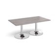 Trumpet base rectangular boardroom table 1800mm x 1000mm - chrome base and grey oak top