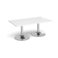 Trumpet base rectangular boardroom table 1800mm x 1000mm - chrome base and white top