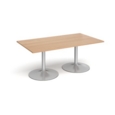 Trumpet base rectangular boardroom table 1800mm x 1000mm - silver base and beech top