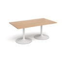 Trumpet base rectangular boardroom table 1800mm x 1000mm - white base and beech top