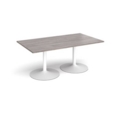 Trumpet base rectangular boardroom table 1800mm x 1000mm - white base and grey oak top