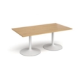 Trumpet base rectangular boardroom table 1800mm x 1000mm - white base and oak top