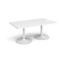 Trumpet base rectangular boardroom table 1800mm x 1000mm - white base and white top