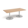Trumpet base rectangular boardroom table 2000mm x 1000mm - silver base and beech top