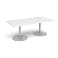 Trumpet base rectangular boardroom table 2000mm x 1000mm - silver base and white top