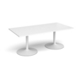 Trumpet base rectangular boardroom table 2000mm x 1000mm - white base and white top