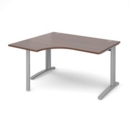 TR10 left hand ergonomic desk 1400mm - silver frame and walnut top