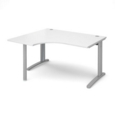 TR10 left hand ergonomic desk 1400mm - silver frame and white top