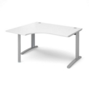 TR10 left hand ergonomic desk 1400mm - silver frame and white top