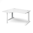 TR10 left hand ergonomic desk 1400mm - white frame and white top