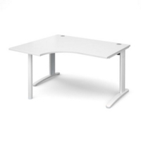 TR10 left hand ergonomic desk 1400mm - white frame and white top