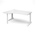 TR10 left hand ergonomic desk 1600mm - white frame and white top
