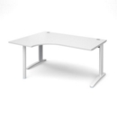 TR10 left hand ergonomic desk 1600mm - white frame and white top