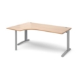 TR10 left hand ergonomic desk 1800mm - silver frame and beech top