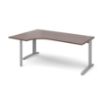TR10 left hand ergonomic desk 1800mm - silver frame and walnut top
