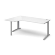 TR10 left hand ergonomic desk 1800mm - silver frame and white top