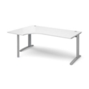 TR10 left hand ergonomic desk 1800mm - silver frame and white top
