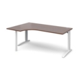 TR10 left hand ergonomic desk 1800mm - white frame and walnut top