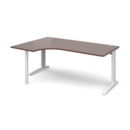 TR10 left hand ergonomic desk 1800mm - white frame and walnut top