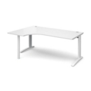 TR10 left hand ergonomic desk 1800mm - white frame and white top
