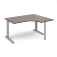 TR10 right hand ergonomic desk 1400mm - silver frame and walnut top