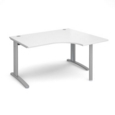 TR10 right hand ergonomic desk 1400mm - silver frame and white top