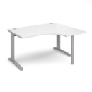TR10 right hand ergonomic desk 1400mm - silver frame and white top