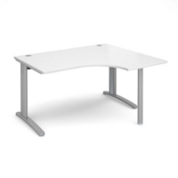 TR10 right hand ergonomic desk 1400mm - silver frame and white top